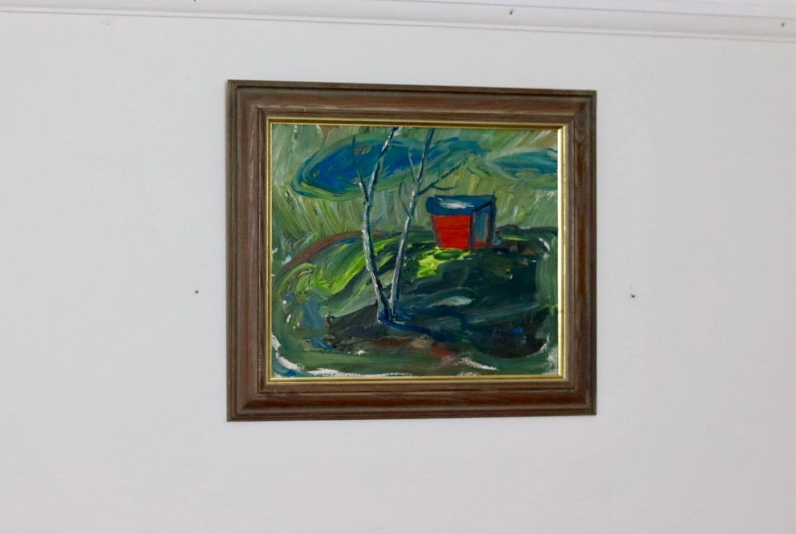 Mid Century Oil On Board Painting  Lanscape Vintage And Framed