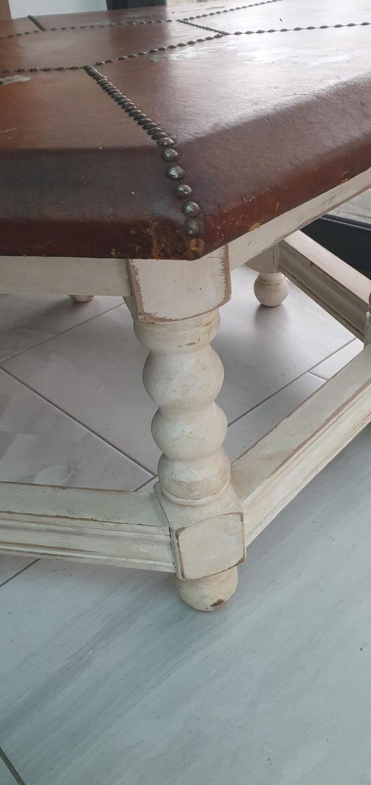 Stunning Vintage Spanish Leather Table photo furniture