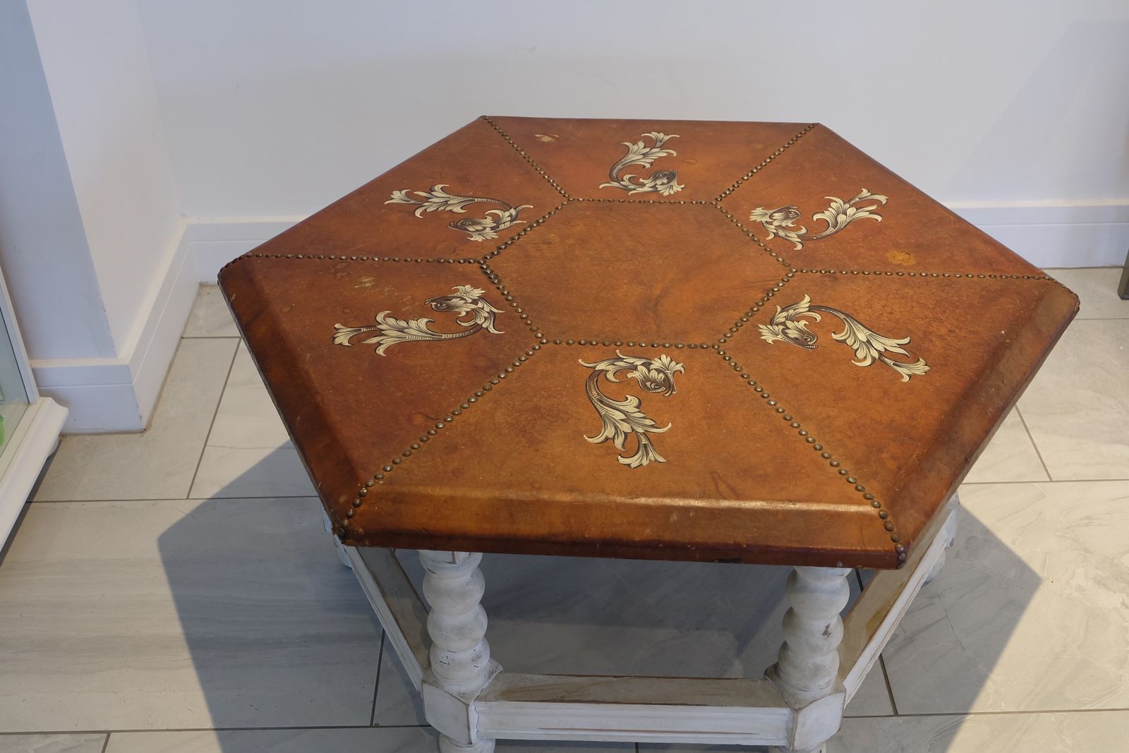 Stunning Vintage Spanish Leather Table photo Furniture