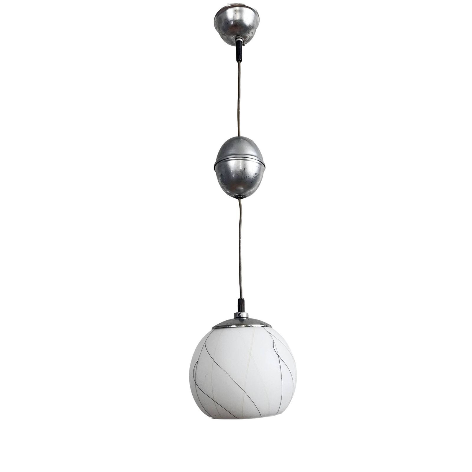 Pendant Lamp, Chrome, New Look, Elektroinstala Děčín, Czechoslovakia, 1950s. photo for sale