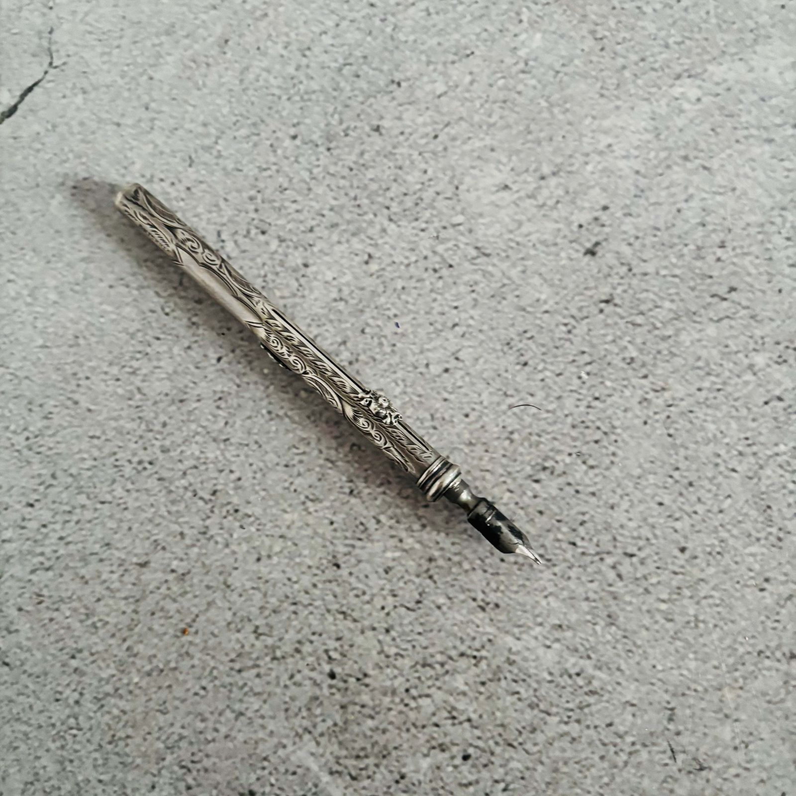Antique Silver Retractable Pen Pencil And Knife photo vinterior