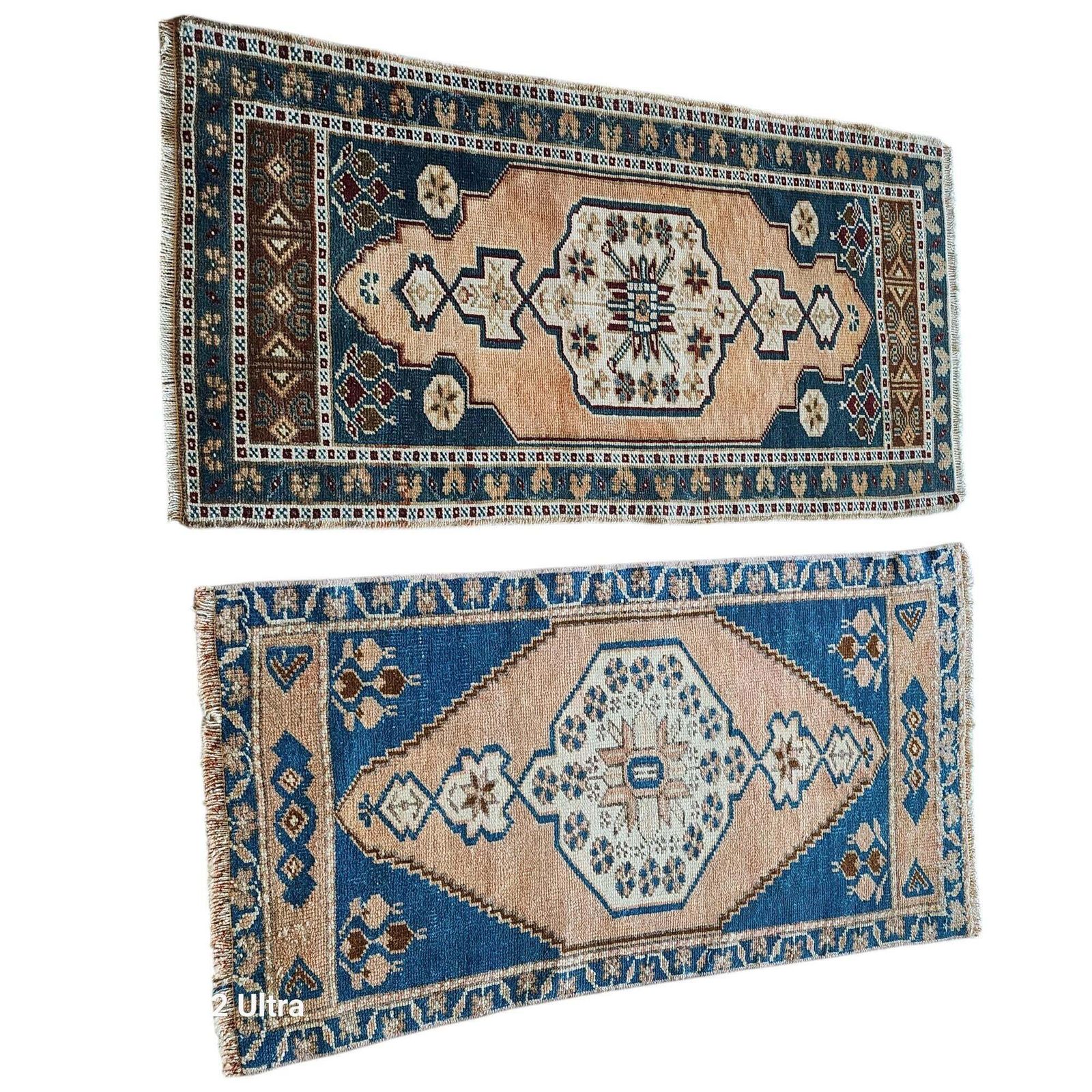 Small Traditional Oriental Style Turkish Rug Set Of 2 photo for sale