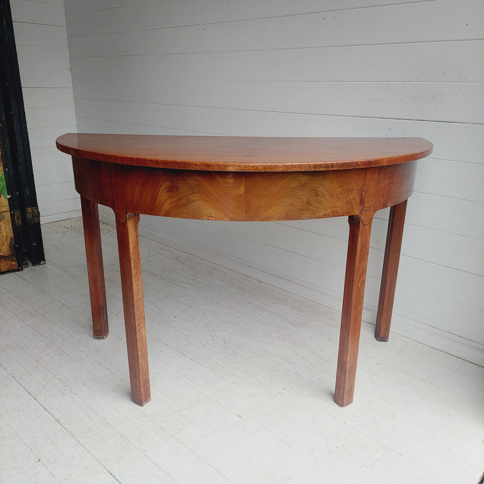 Georgian Mahogany Demi Lune Console Table Antique Table Halfmoon Hall Table, 1800s