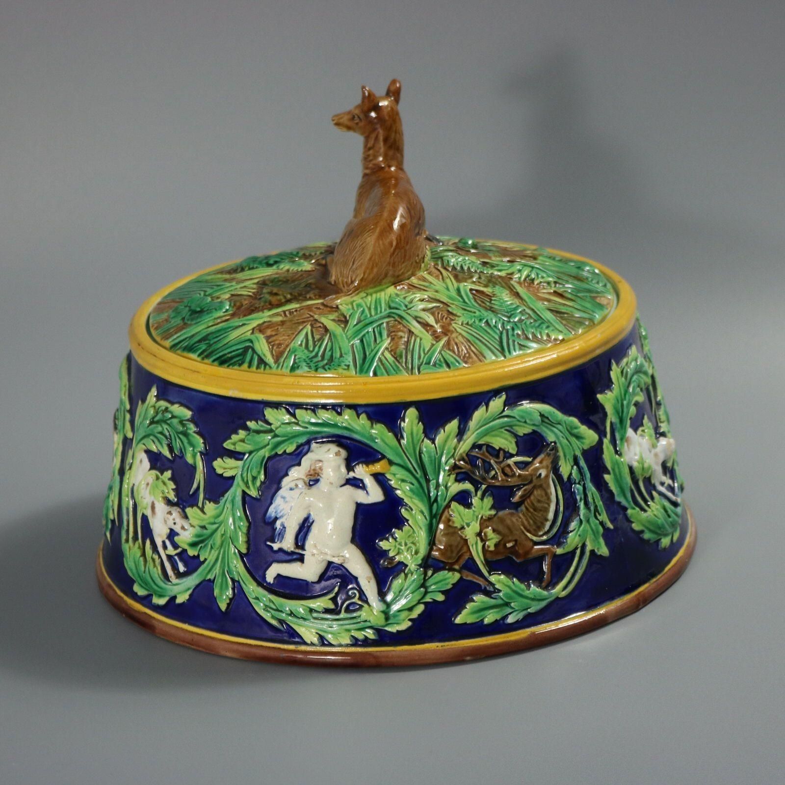 George Jones Majolica Deer Game Pie Dish And Liner photo for sale