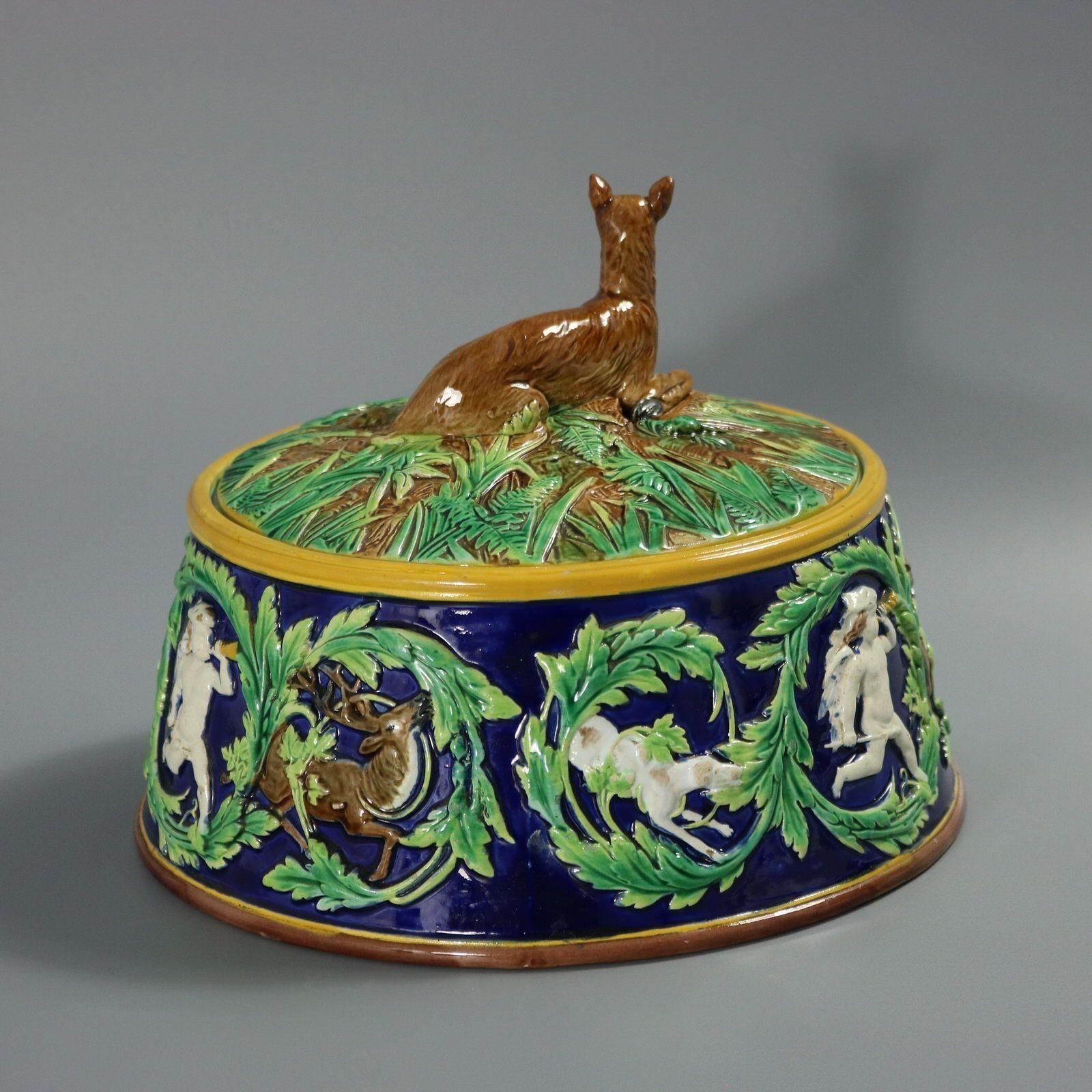 George Jones Majolica Deer Game Pie Dish And Liner photo Home Decor