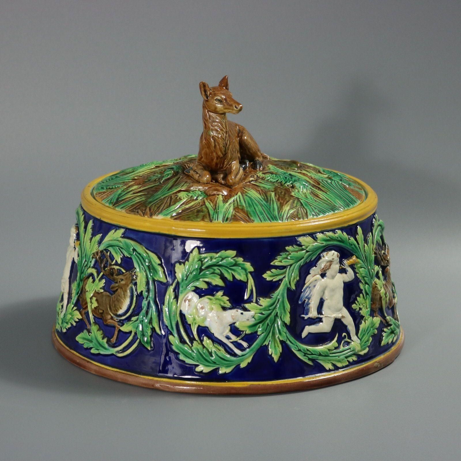 George Jones Majolica Deer Game Pie Dish And Liner photo buy