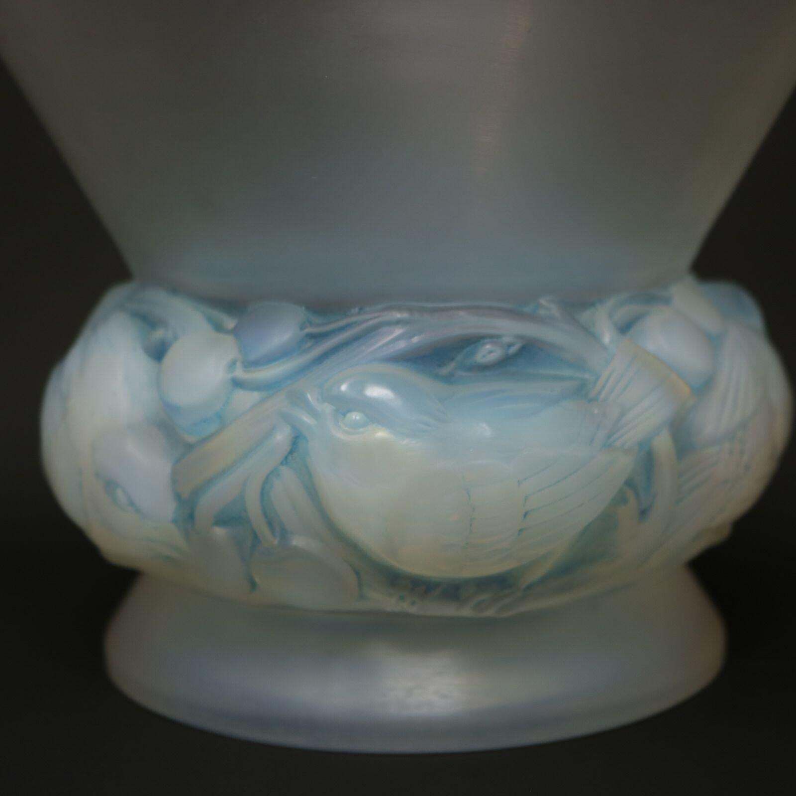 Rene Lalique Opalescent Glass 'Pinsons' Vase photo buy
