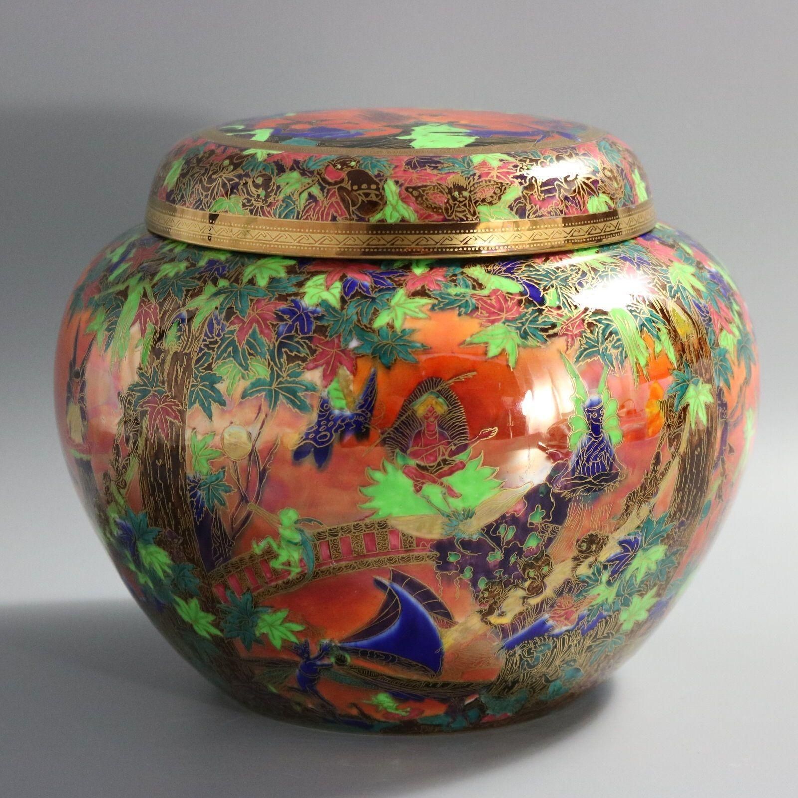 Wedgwood Flame Fairyland Lustre 'Fairy Slide' Covered Vase photo for sale
