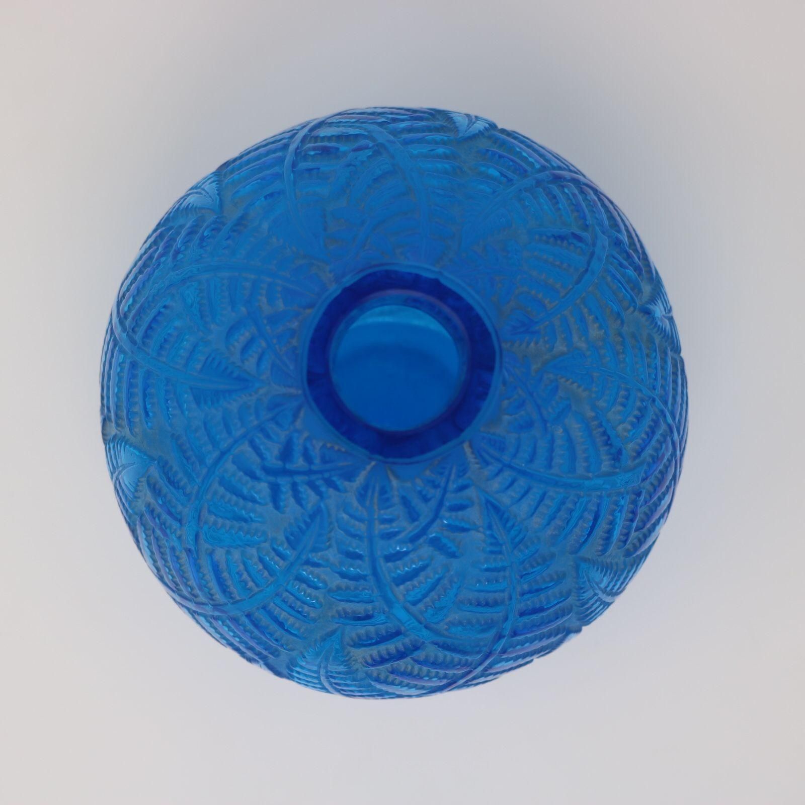 Rene Lalique Electric Blue Glass Espalion Vase photo 5471.0