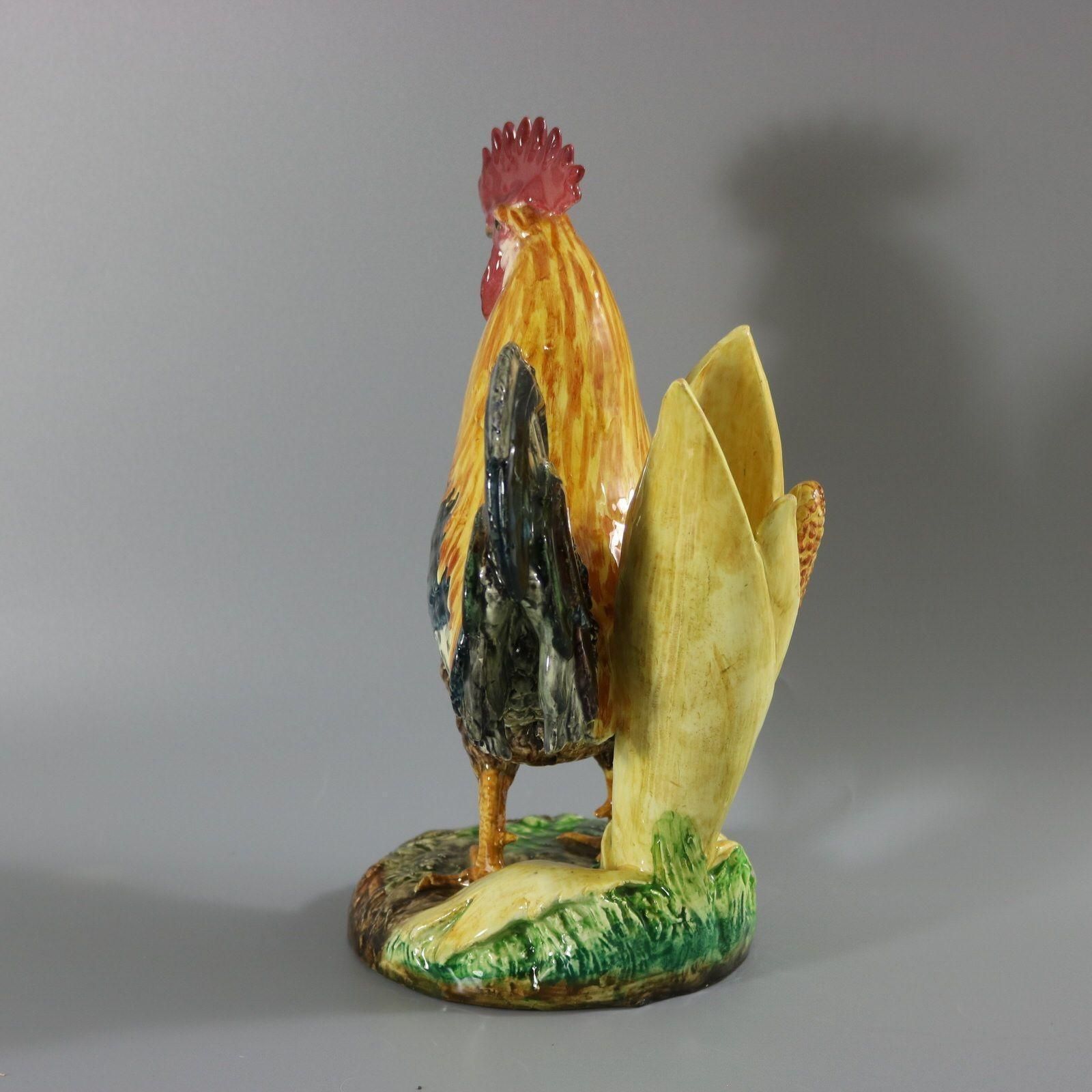 Delphin Massier Majolica Cockerel/Rooster Vase photo Home Decor