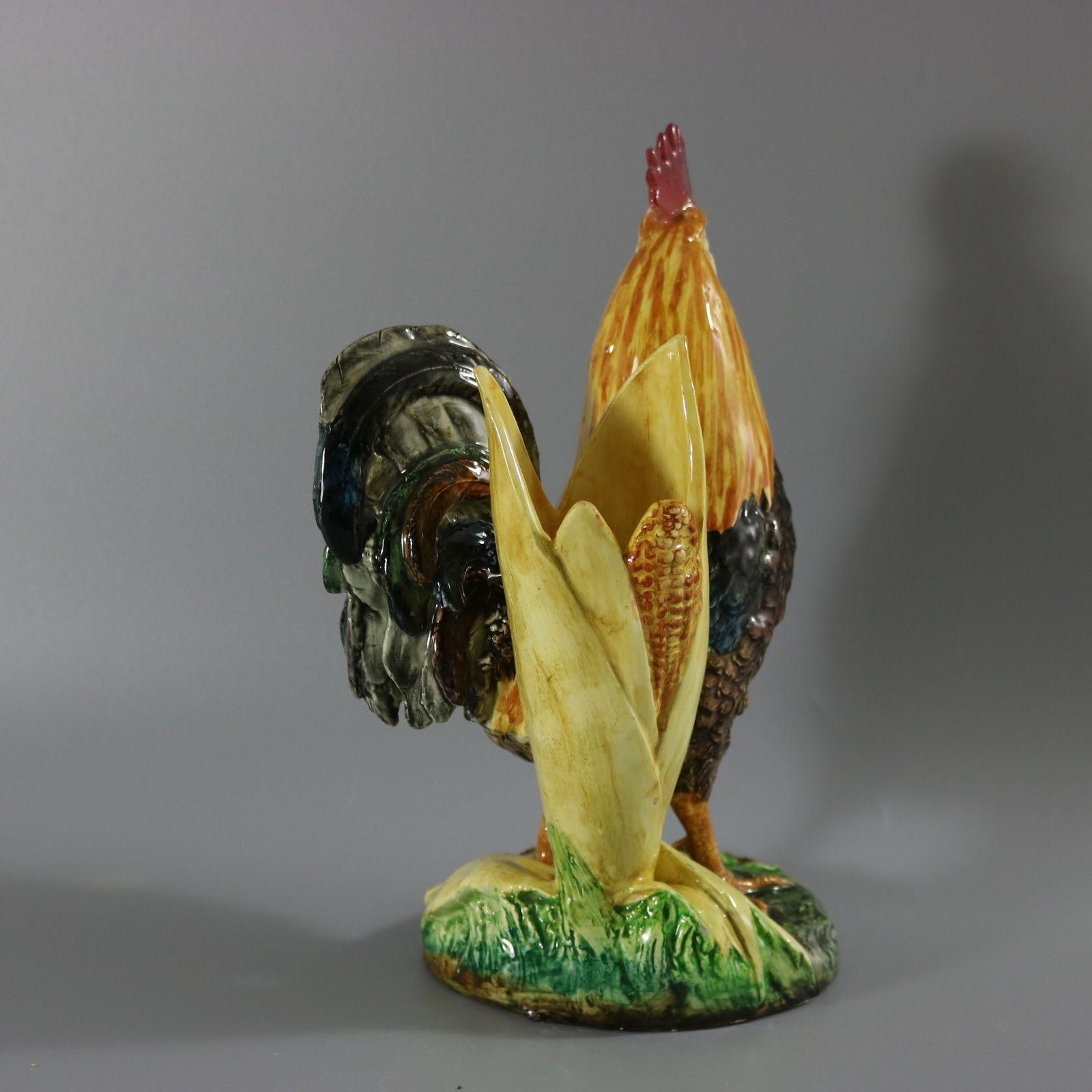 Delphin Massier Majolica Cockerel/Rooster Vase photo 2397.0