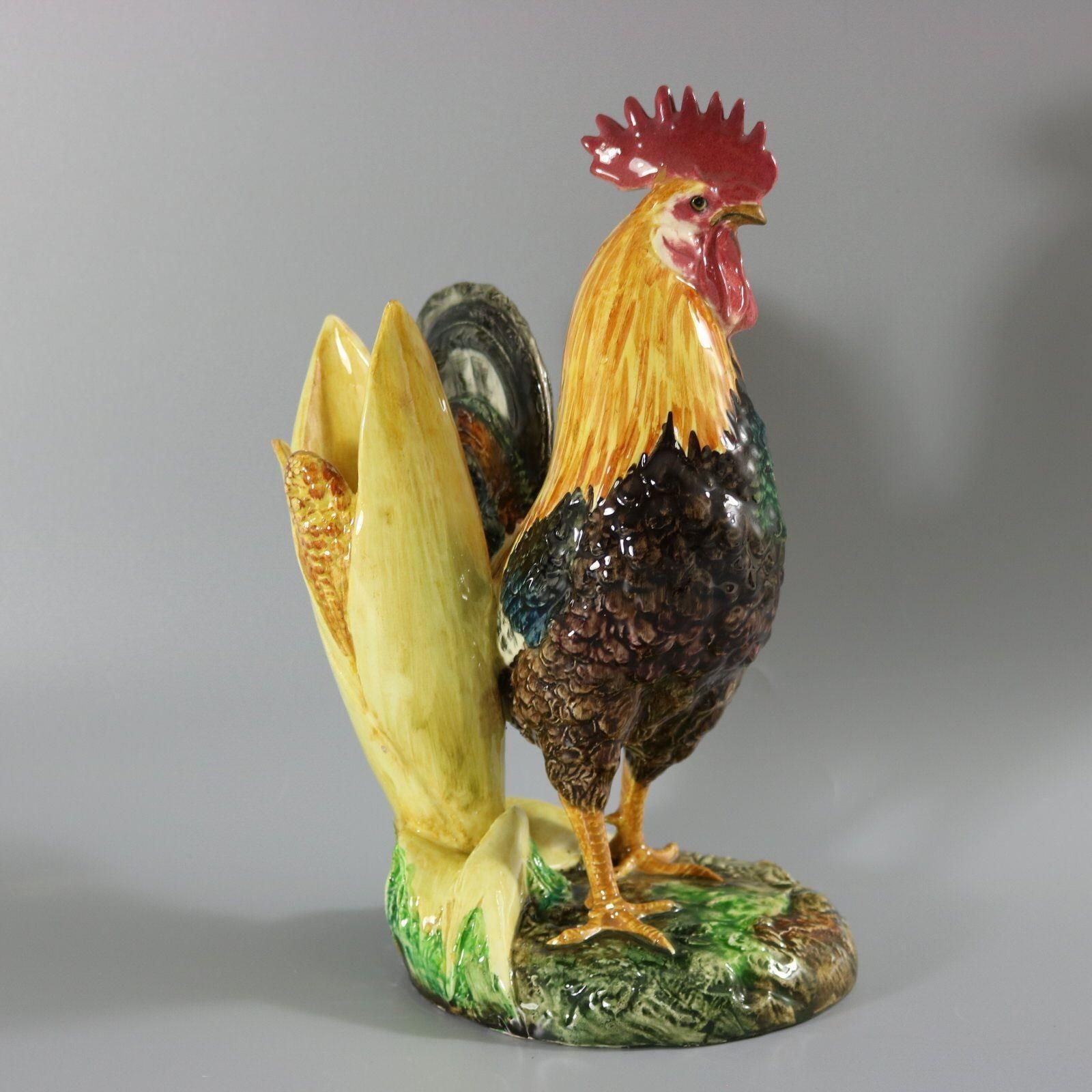Delphin Massier Majolica Cockerel/Rooster Vase photo buy