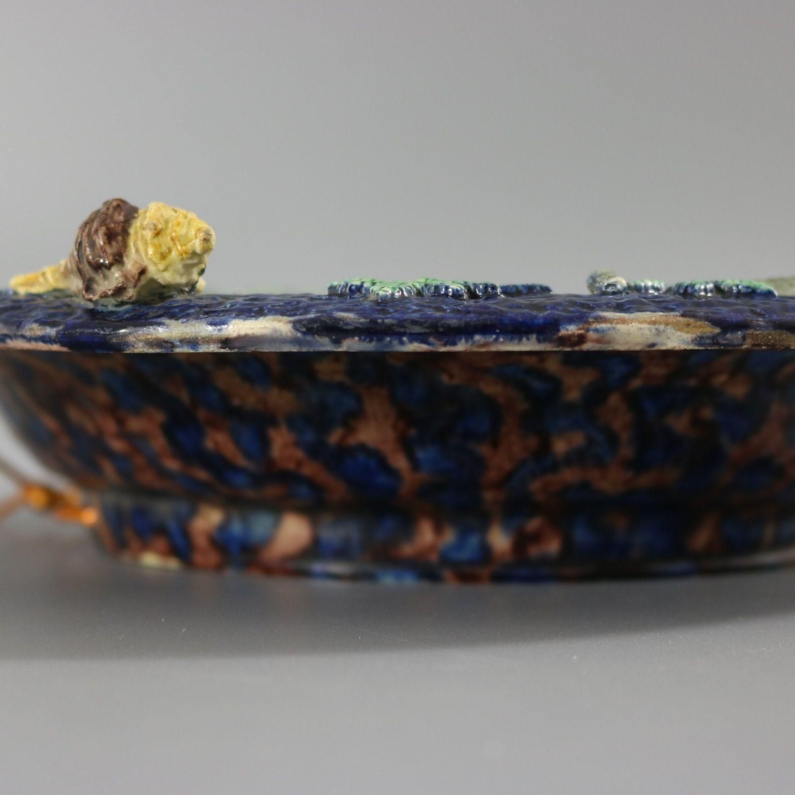 Art School Of Paris Majolica Palissy Fish, Reptile & Leaves Plate photo
