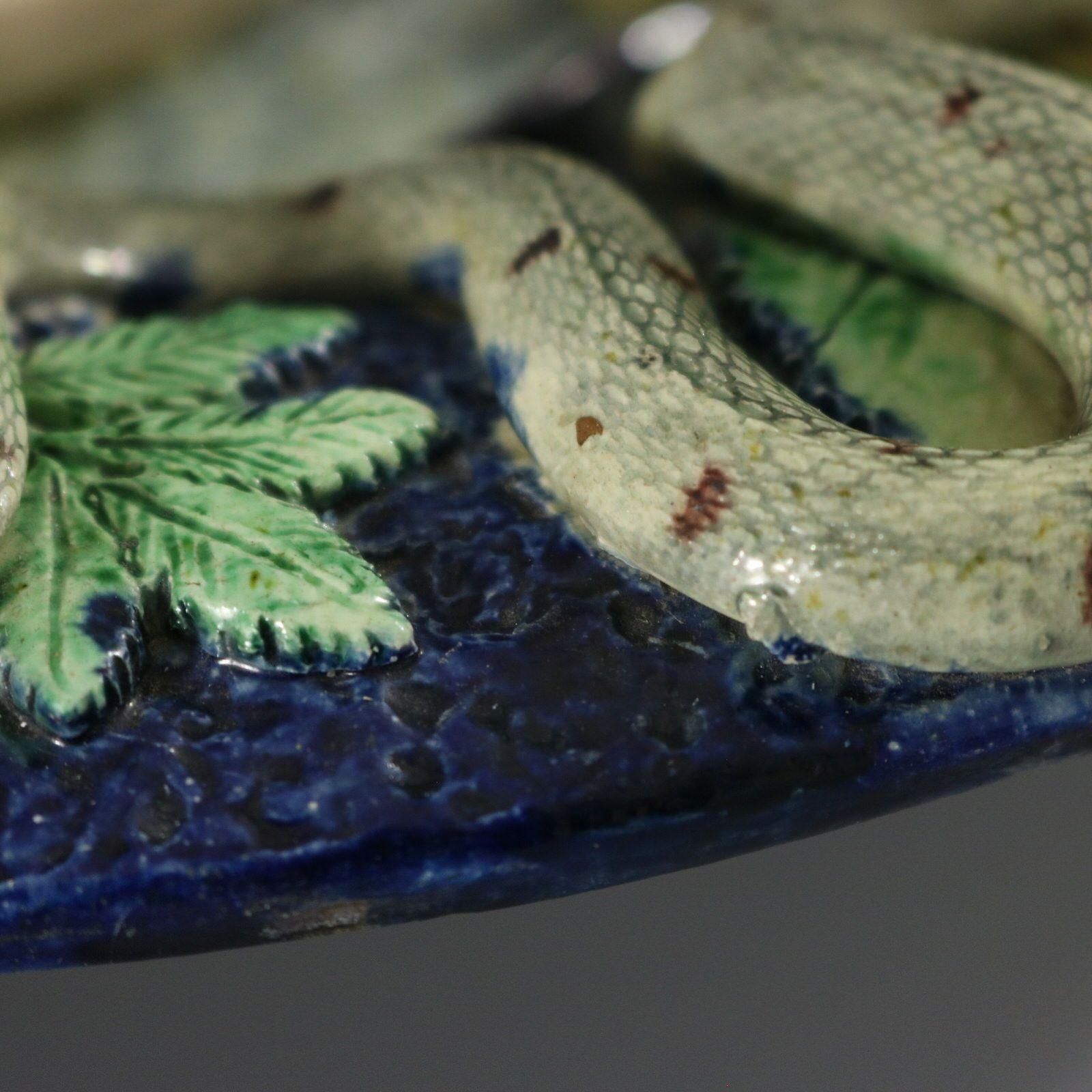 photo buy School Of Paris Majolica Palissy Fish, Reptile & Leaves Plate