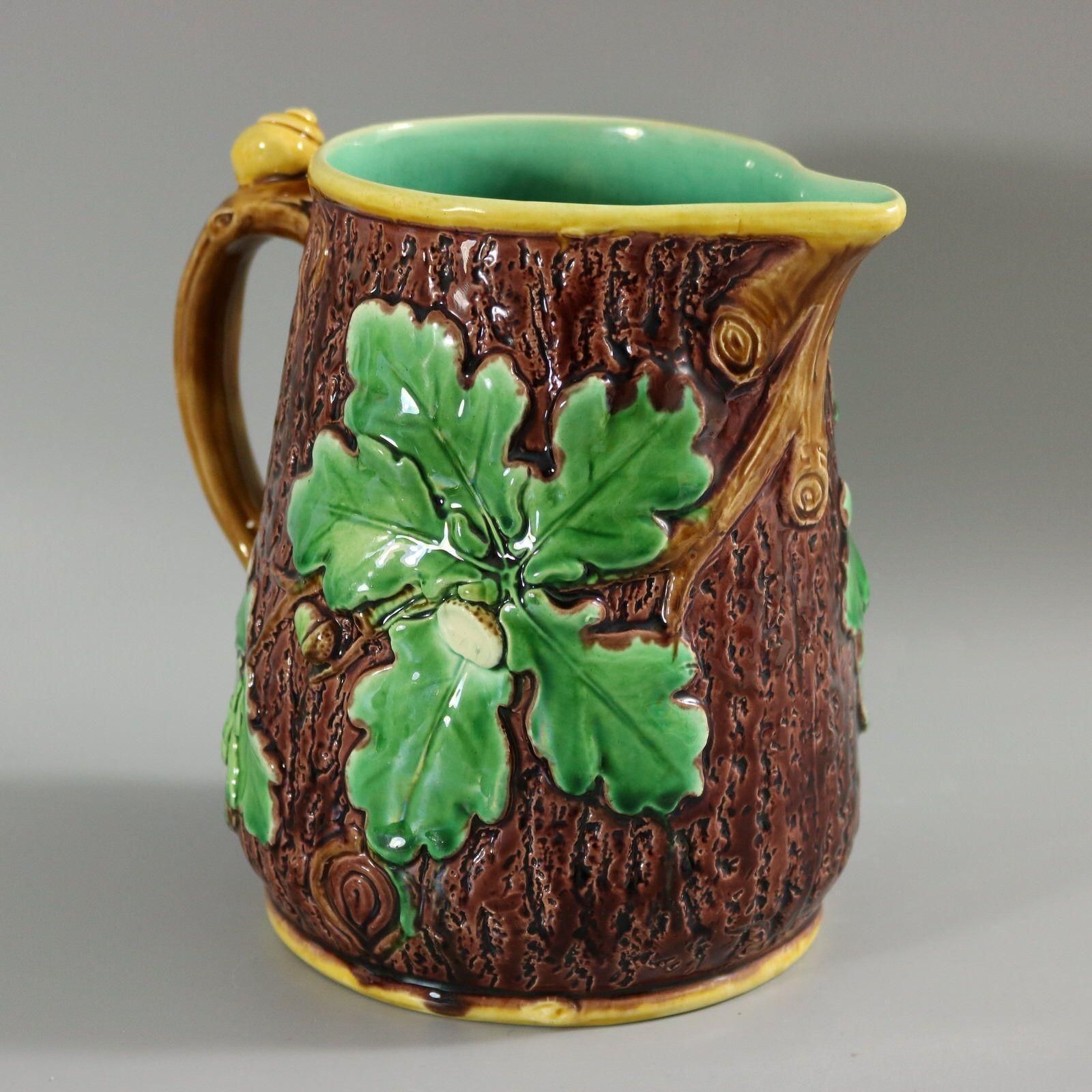 Victorian Minton Majolica Oak Jug/Pitcher With Snail Handle photo buy