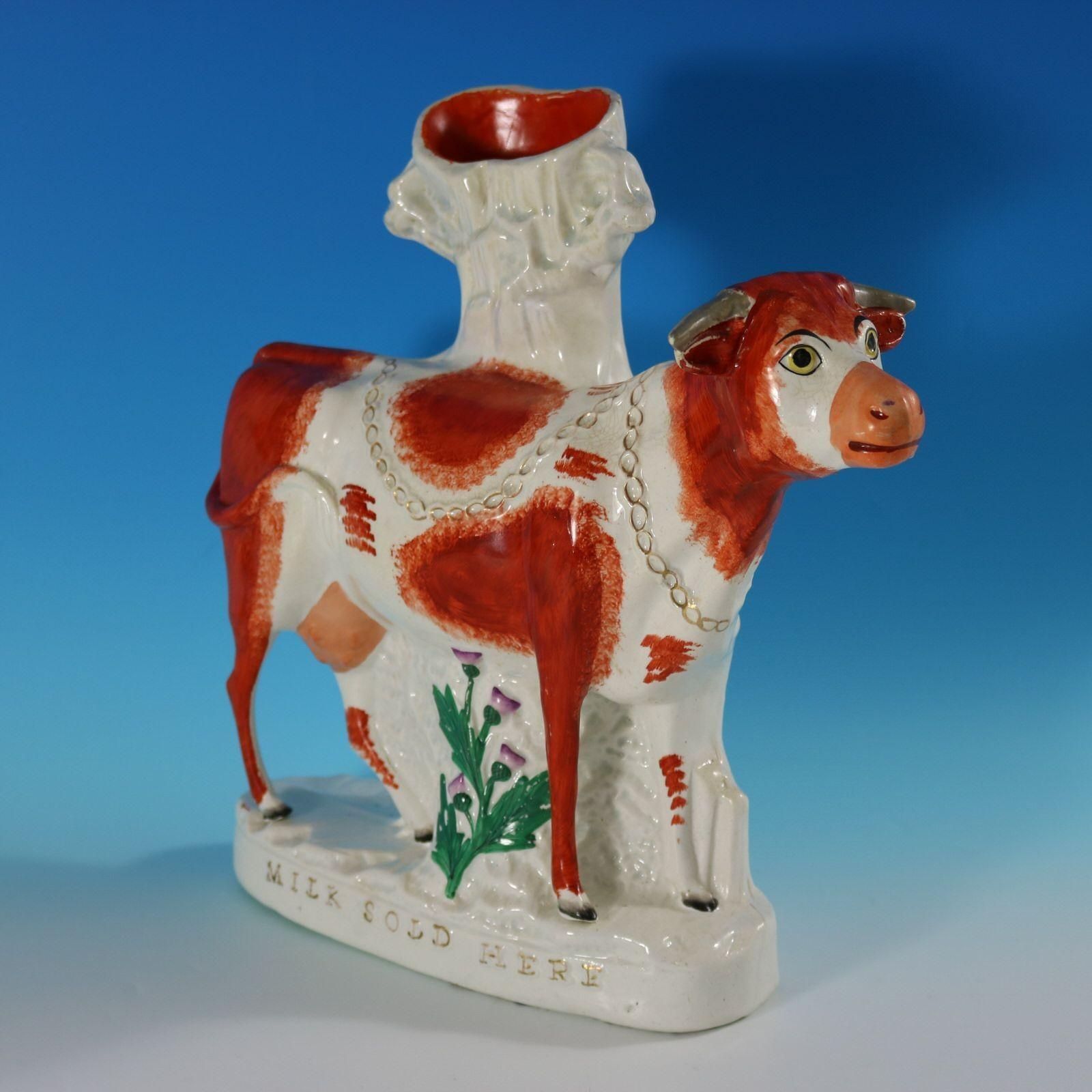 Staffordshire Pottery 'Milk Sold Here' Cow Spill Vase photo furniture