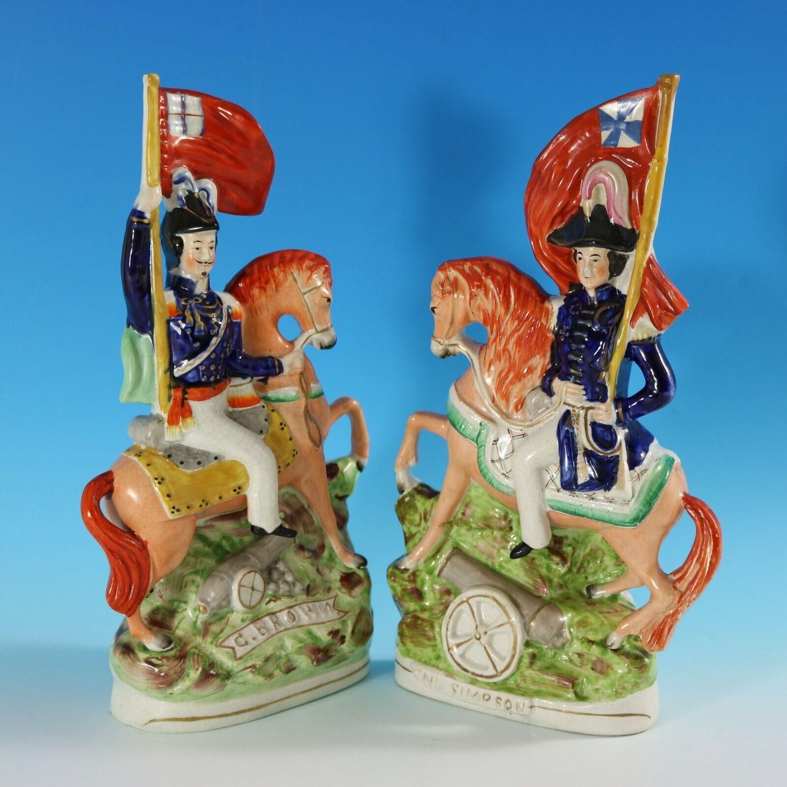 Pair Staffordshire 'Simpson & Brown' Generals On Horseback photo vintage