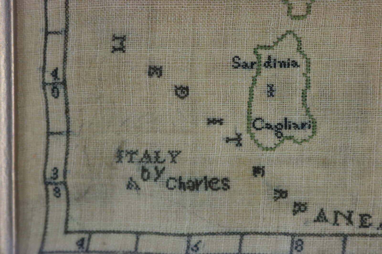 Rare Set Of 3 Map Samplers By A Charles. Italy, Spain & France photo Art
