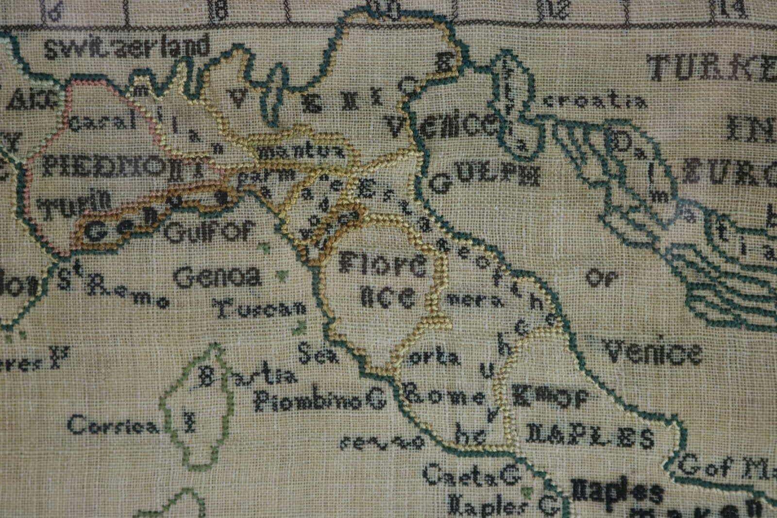 Rare Set Of 3 Map Samplers By A Charles. Italy, Spain & France photo 2529.0
