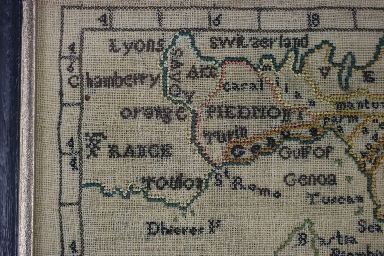 photo furniture Rare Set Of 3 Map Samplers By A Charles. Italy, Spain & France