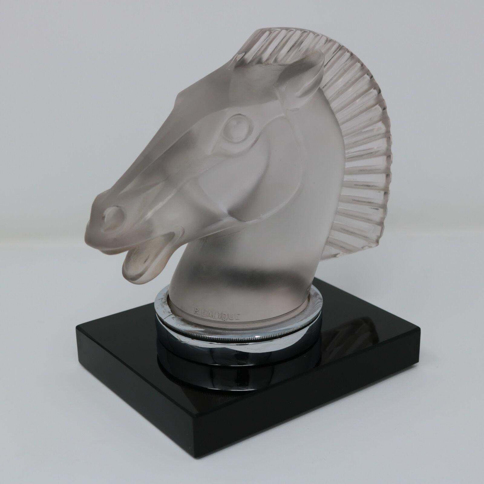 Rene Lalique Glass 'Longchamp B' Horse Head Mascot photo for sale
