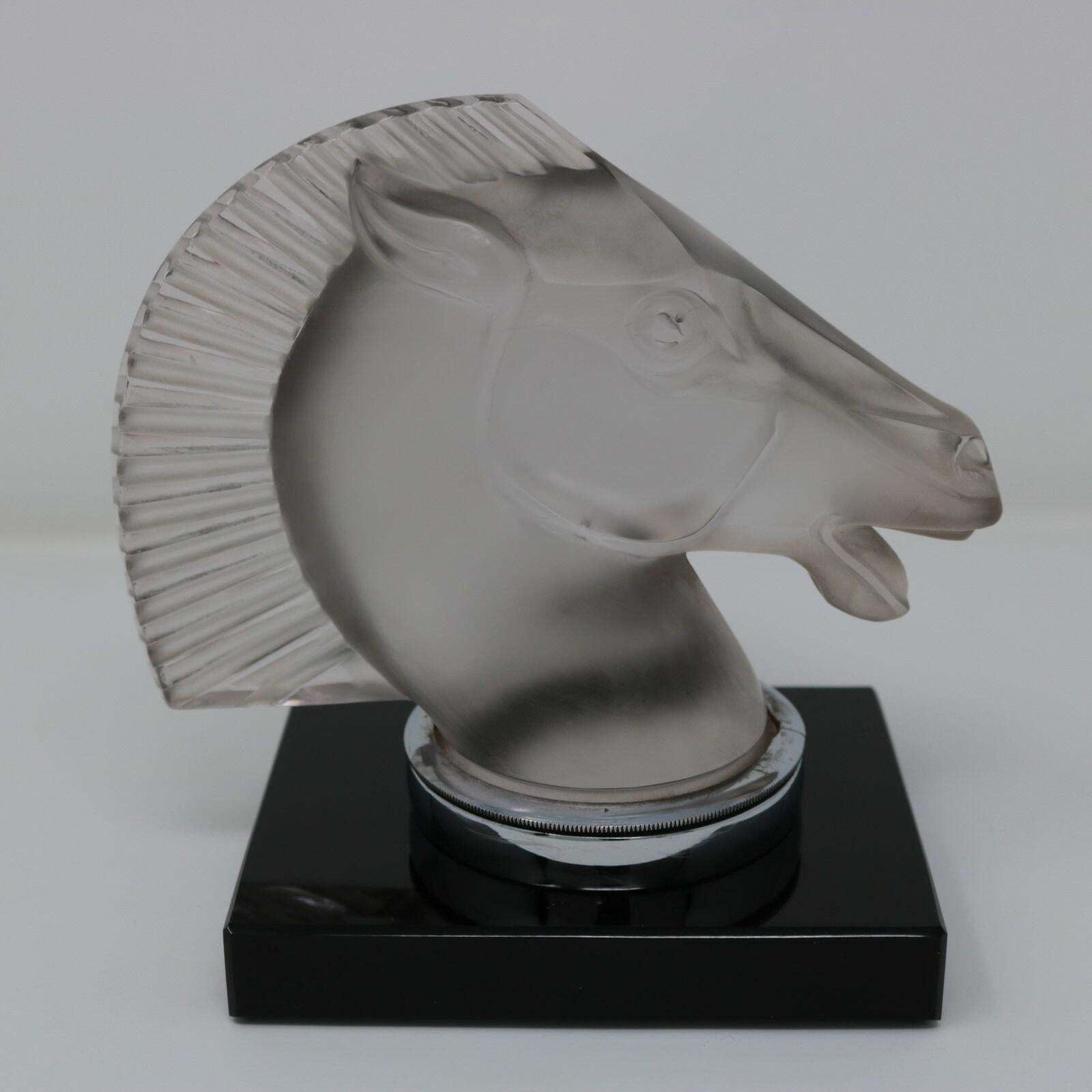 Rene Lalique Glass 'Longchamp B' Horse Head Mascot photo vintage