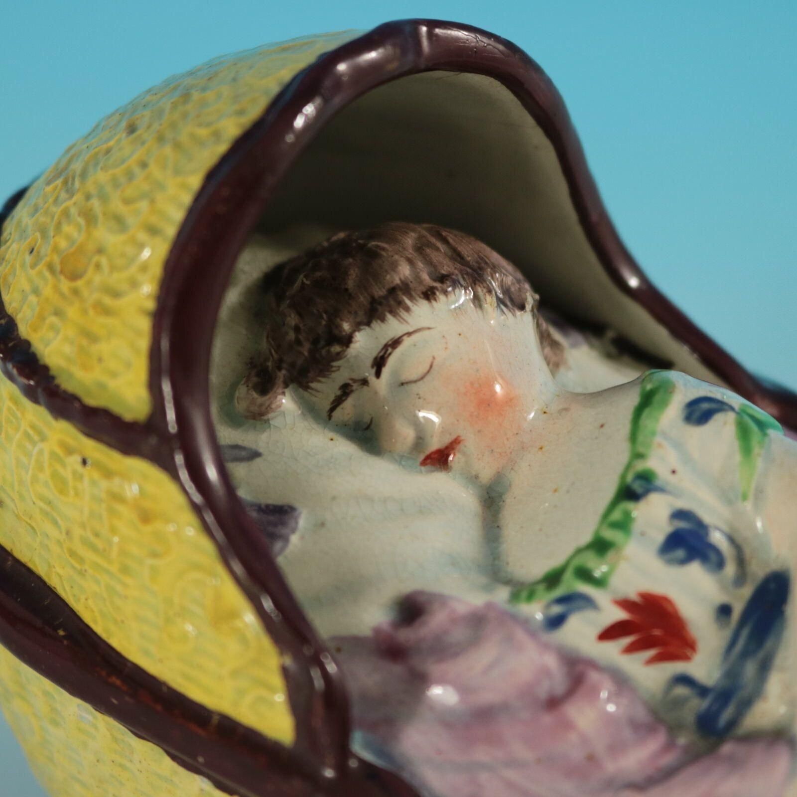 photo for sale Staffordshire Pearlware Child In Rocking Cradle