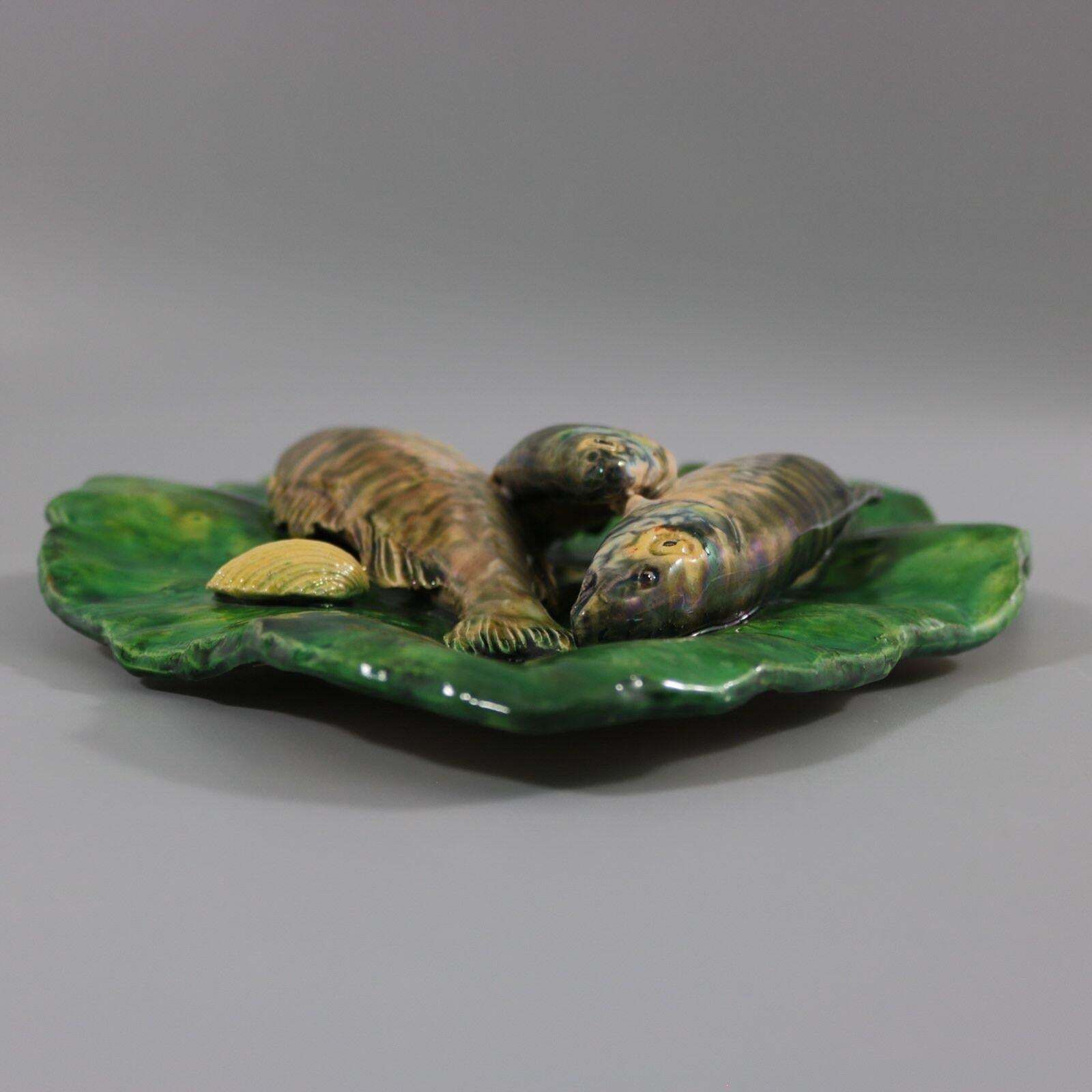Alfred Renoleau Palissy Majolica Fish Wall Plaque photo Art