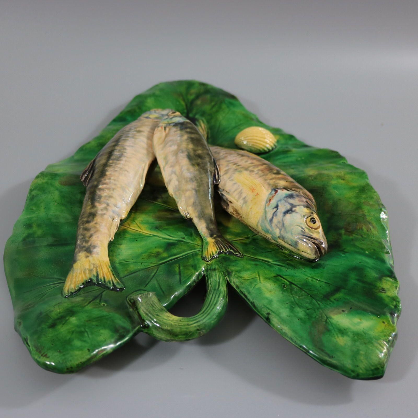 Alfred Renoleau Palissy Majolica Fish Wall Plaque photo buy