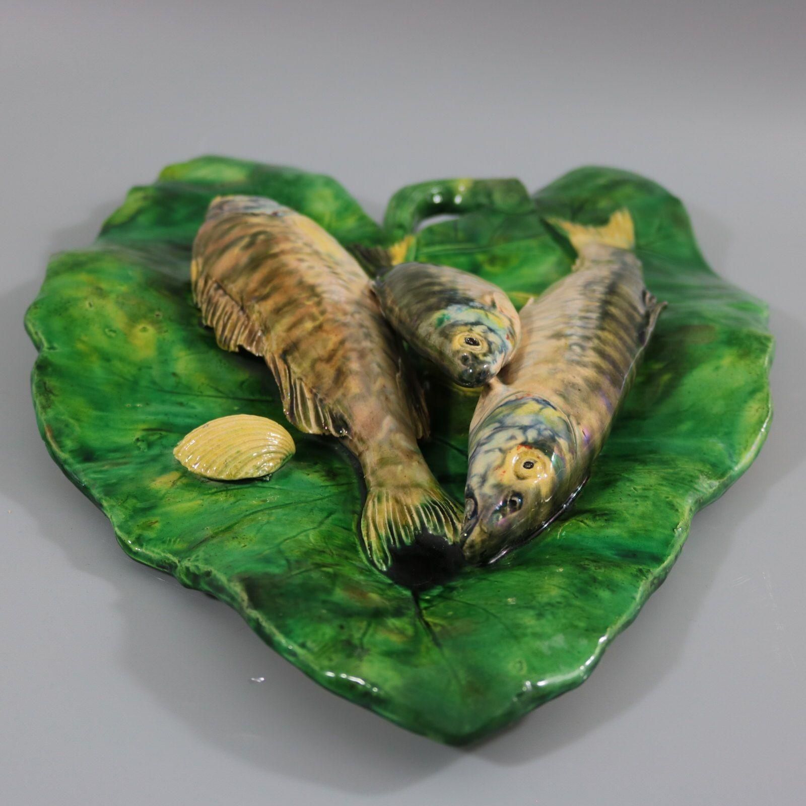 photo furniture Alfred Renoleau Palissy Majolica Fish Wall Plaque