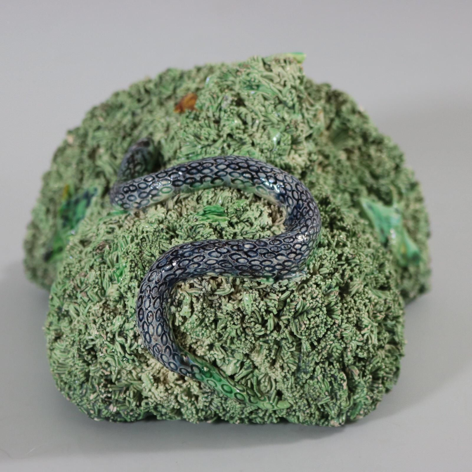 Art Portuguese Palissy Majolica Snake & Bird Wall Pocket photo