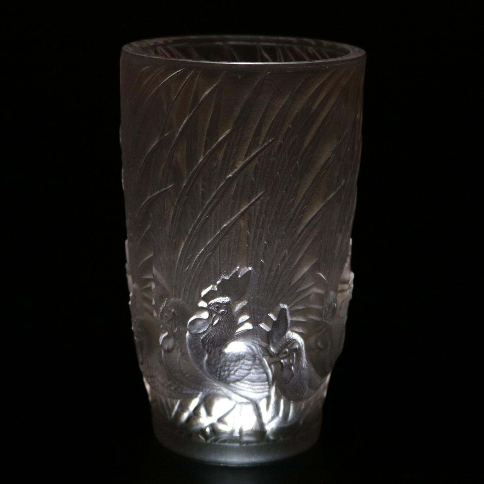photo vinterior Rene Lalique Glass 'Coqs Et Plumes' Vase
