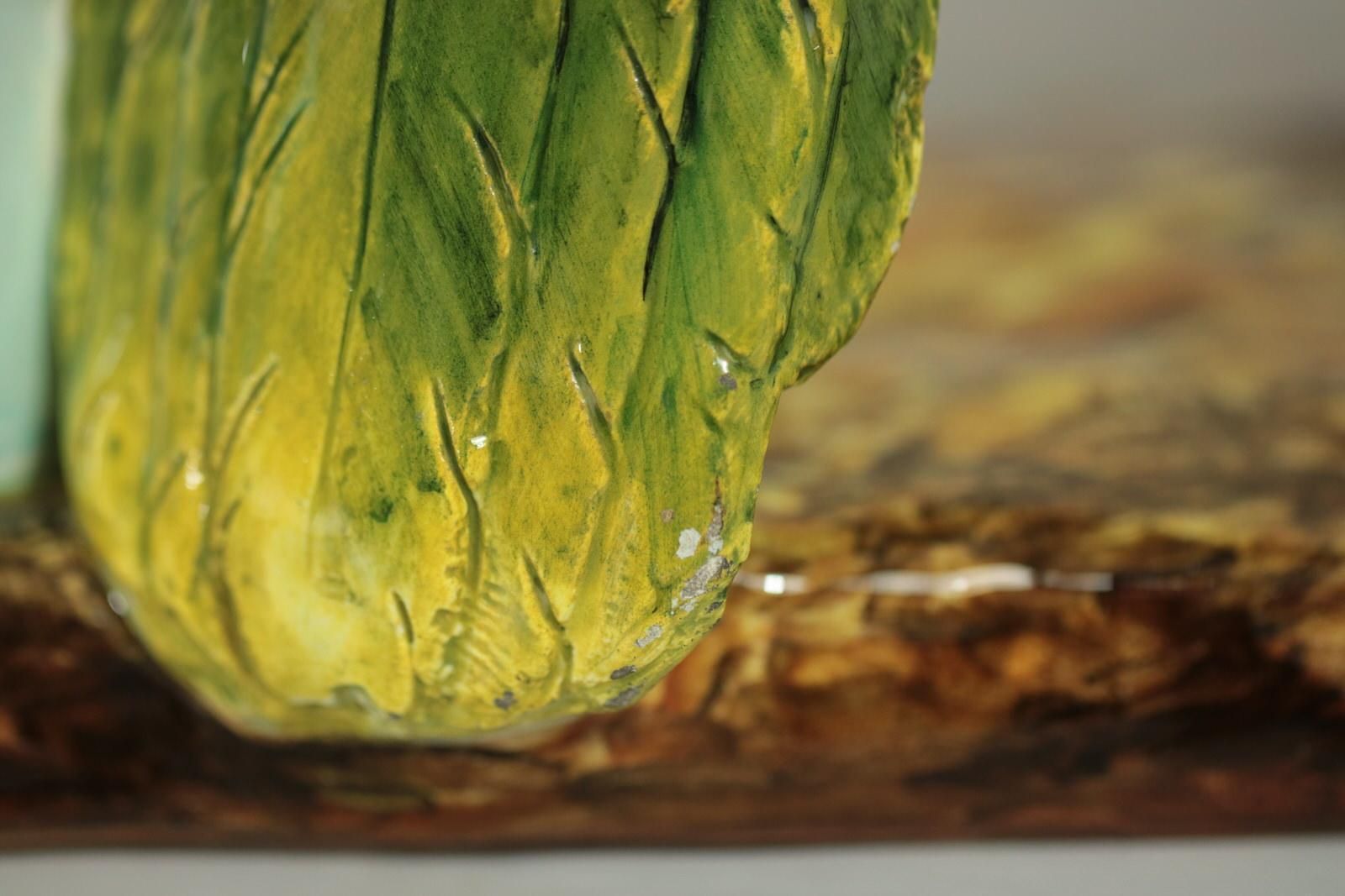 photo buy Delphin Massier Majolica Parrot Figural Vase