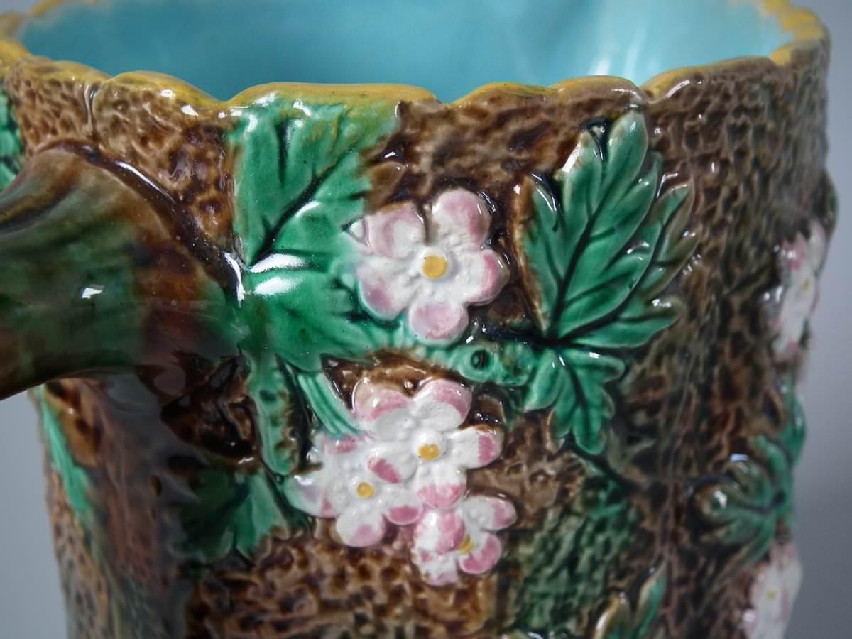photo vinterior Victorian George Jones Majolica Rustic Blossom Pitcher