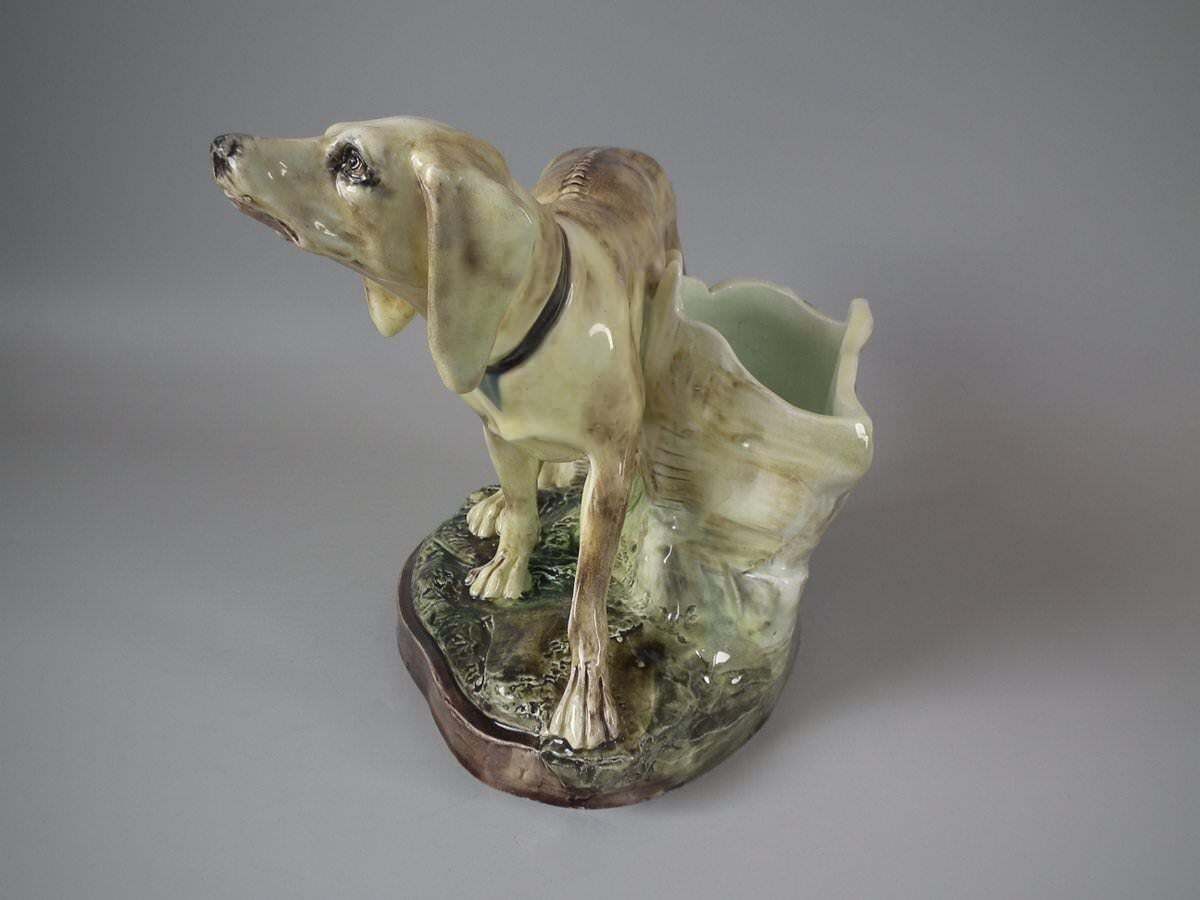 Jerome Massier Fils Majolica Dog Spill Vase photo furniture