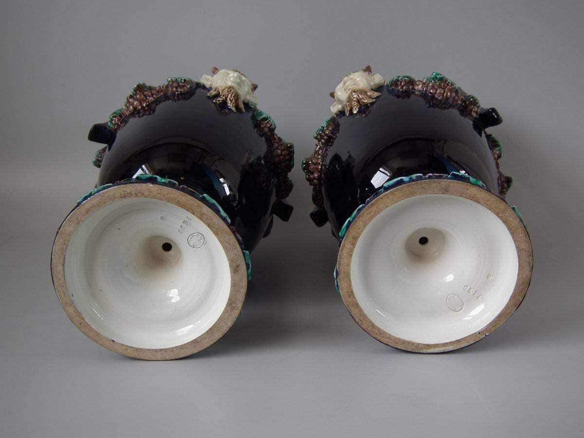 Pair Of Hugo Lonitz Majolica Satyr Vases photo 1445.0
