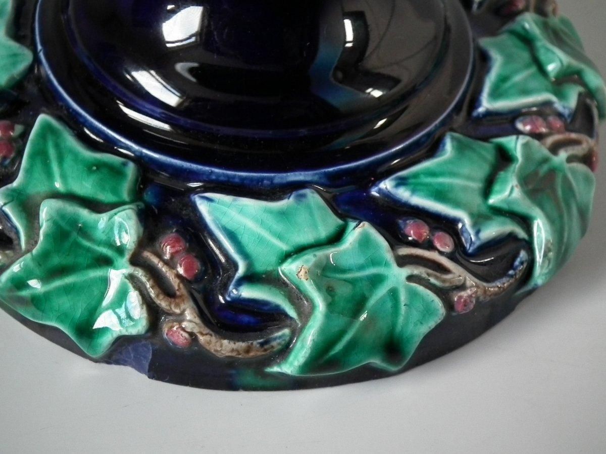 1445.0 Pair Of Hugo Lonitz Majolica Satyr Vases photo