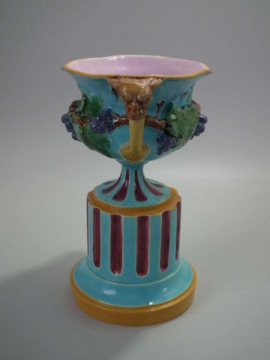 Minton Majolica Two Handled Vase On Pedestal photo for sale