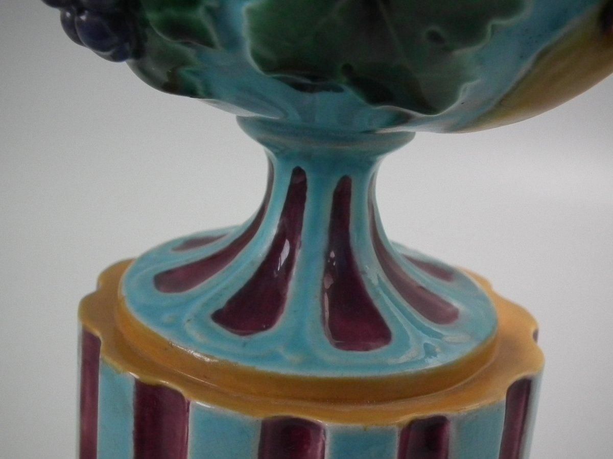 Home Decor Minton Majolica Two Handled Vase On Pedestal photo