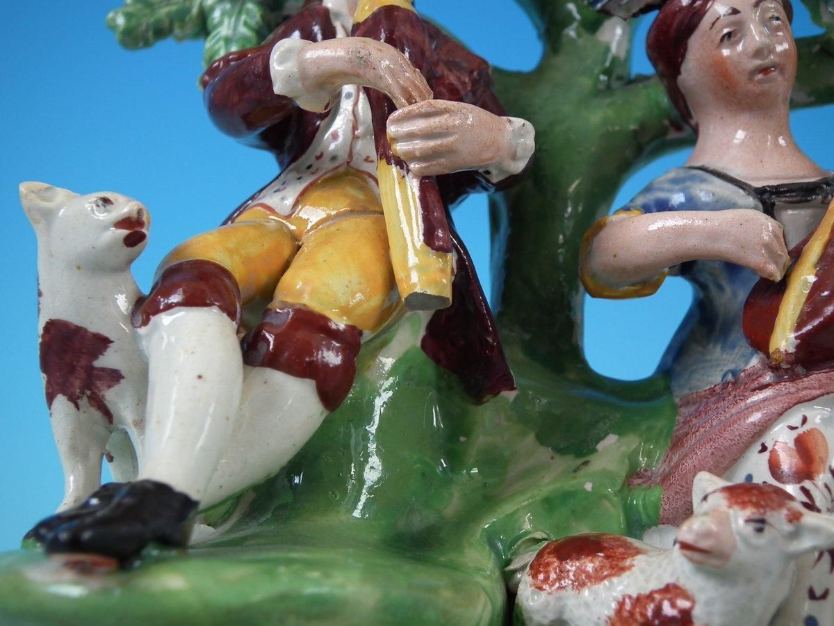 Staffordshire Pearlware Musicians And Sheep Bocage Group photo vinterior
