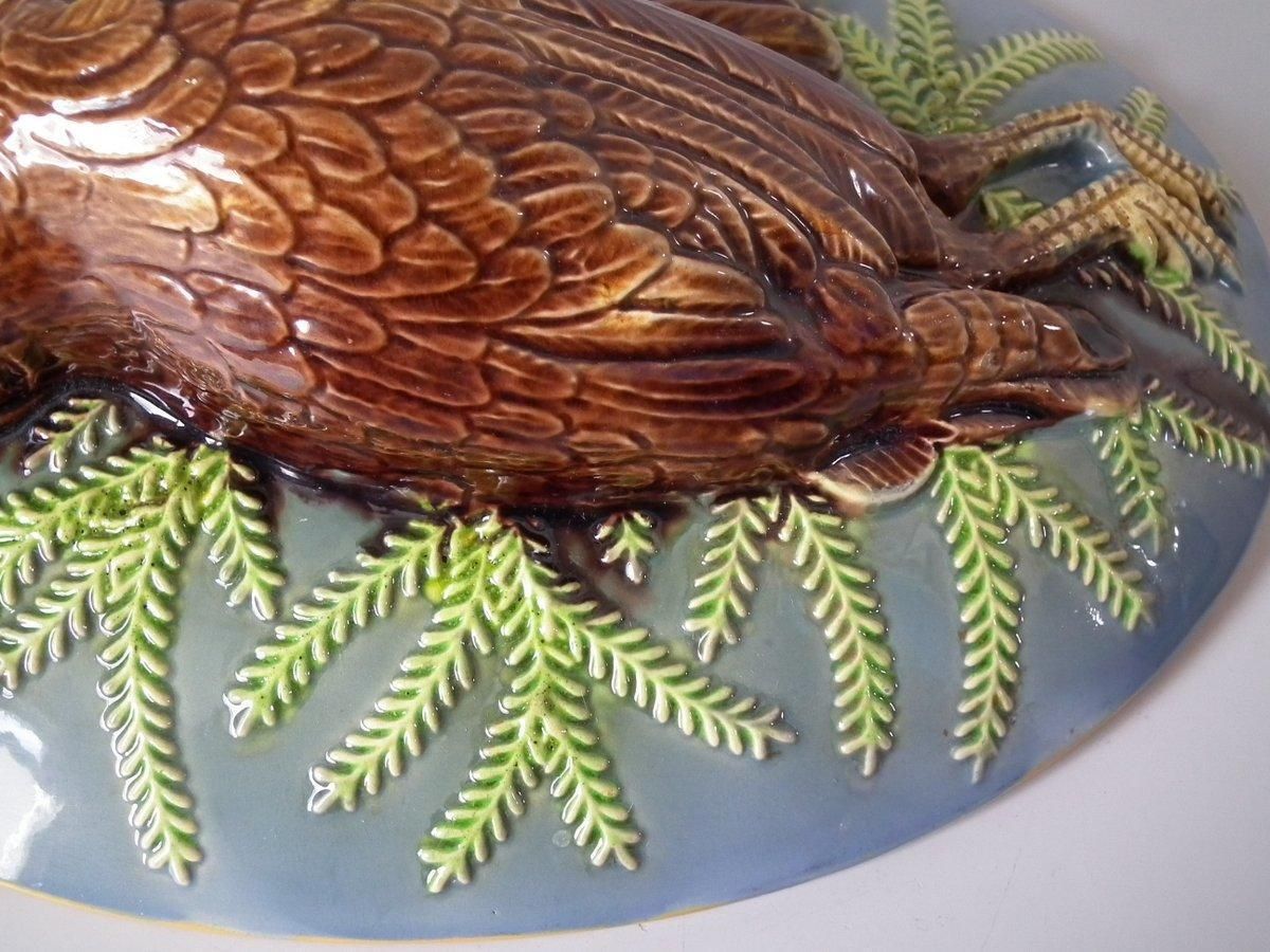 photo vintage George Jones Majolica Partridge Game Pie Dish And Cover