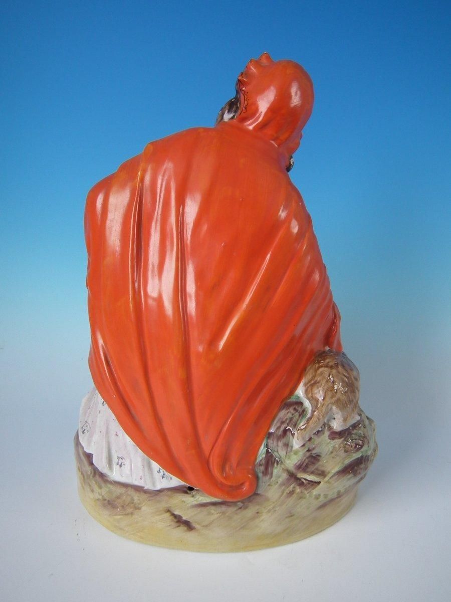 Large Staffordshire Red Riding Hood And Wolf Figure photo for sale