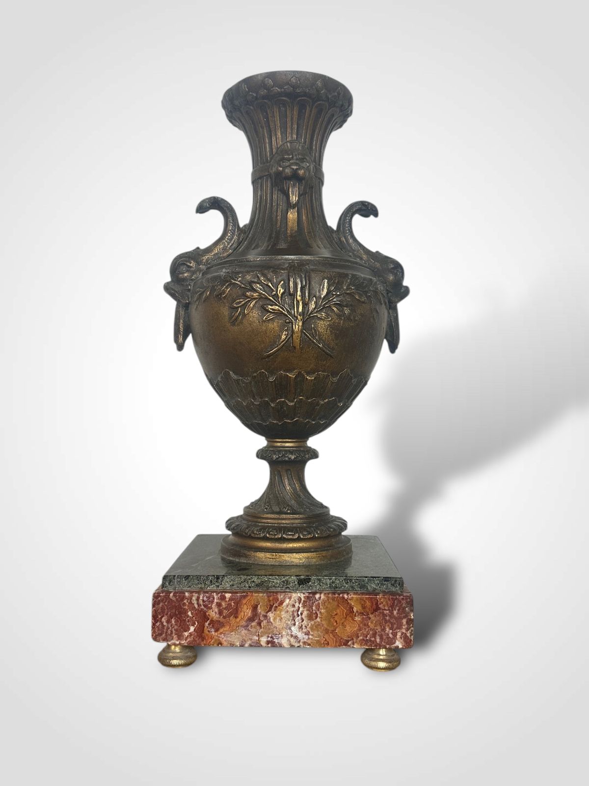 Home Decor Pair Of French Spelter Vases Urns On Marble Bases photo
