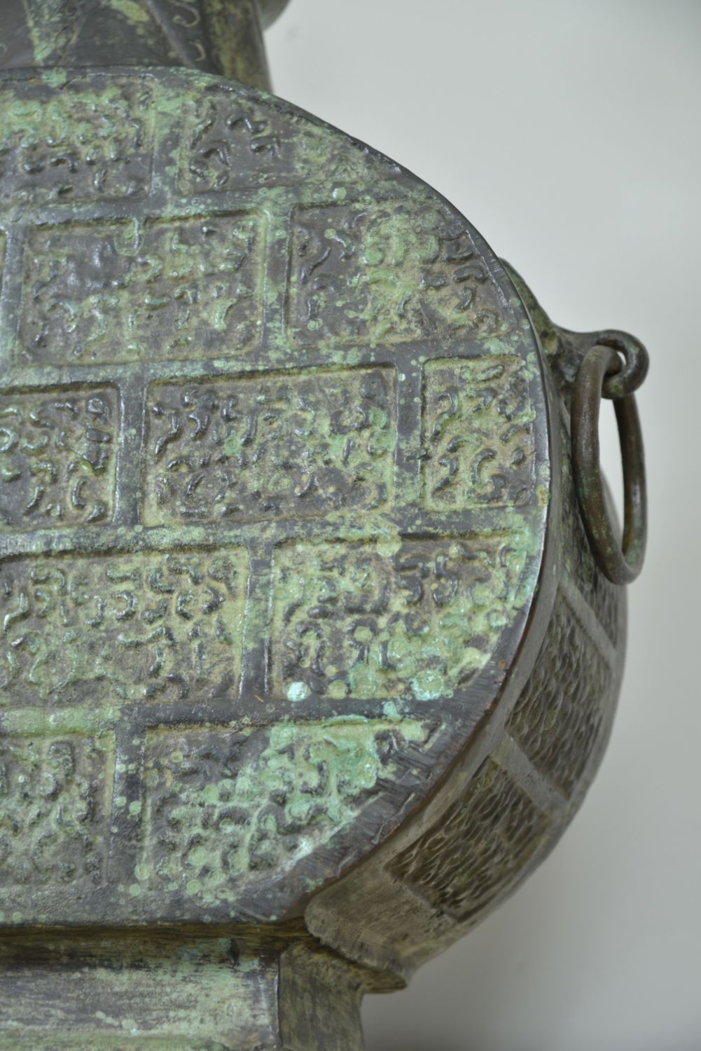 Lighting Heavy Chinese Bronze Moonflask Table Lamp Taotie Masks James Mont Han Dynasty Style Midcentury photo