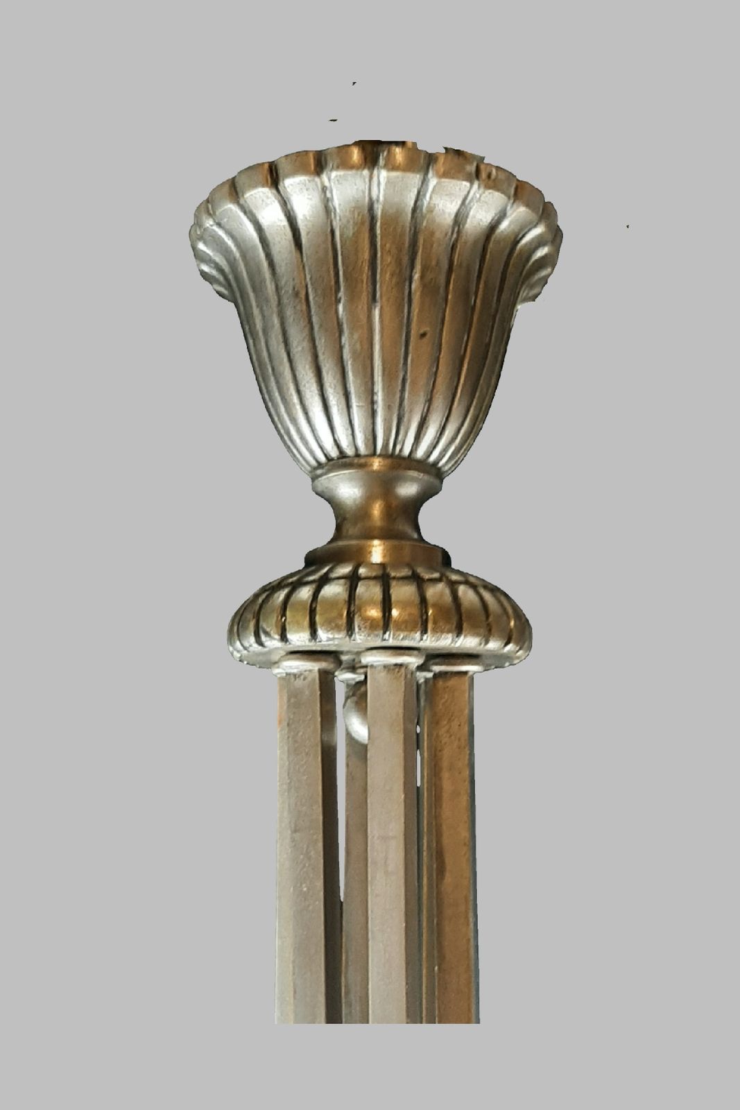 Art Deco Chandelier Elegant French 1930s Design Low 66cm Drop Glass Shades By Degue Daisies Model Nickel Plated Fixture photo for sale