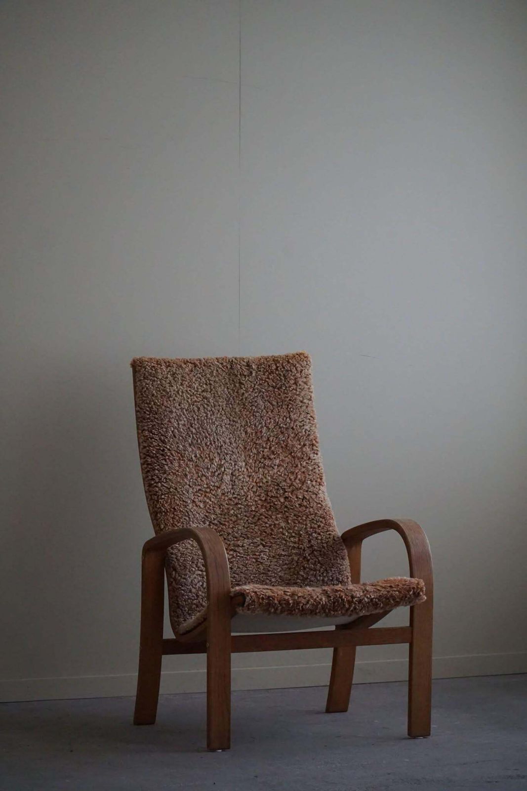 photo for sale Swedish Mid Century Modern, Highback Armchair In Oak & Lambswool, 1960s