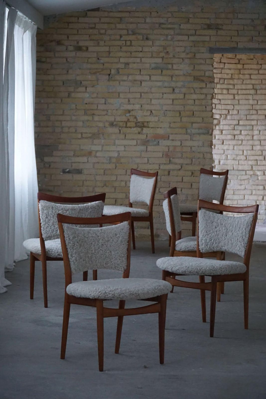 Danish Modern, Set Of 6 Chairs In Oak & Lambswool, Model Sw86 By Finn Juhl, 1953 photo for sale