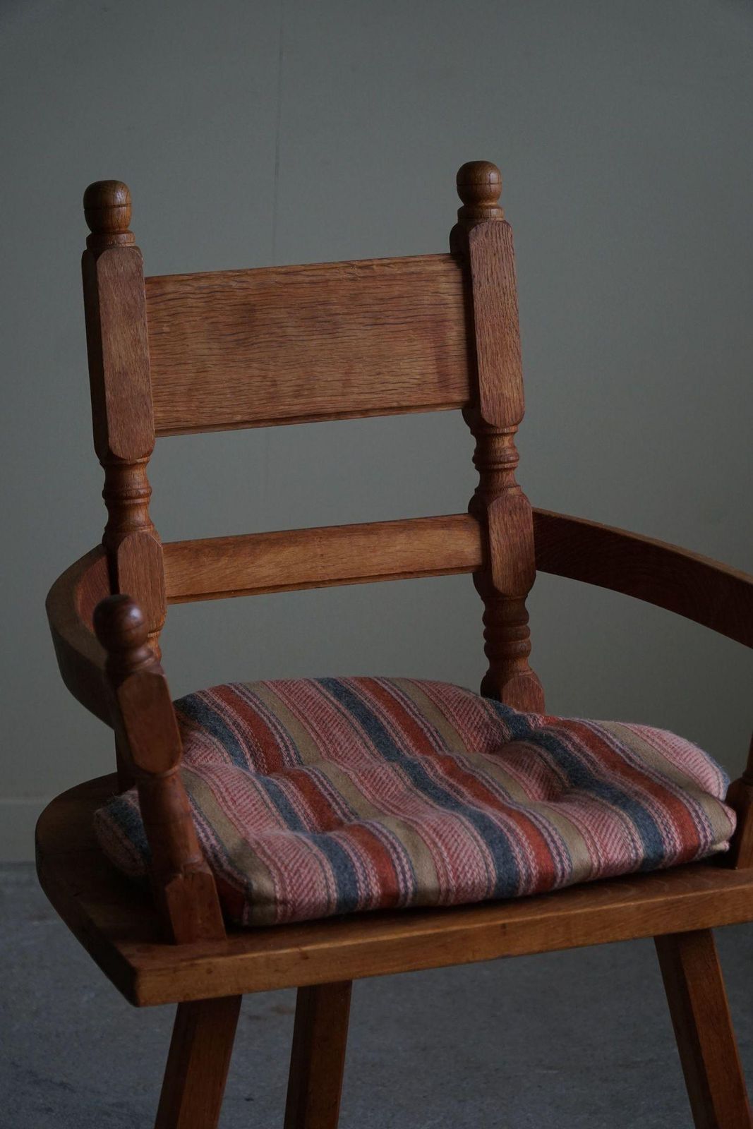 Hand Crafted Tripod Armchairs In Oak, By A Danish Cabinetmaker, Folk Art, 1930s photo Furniture