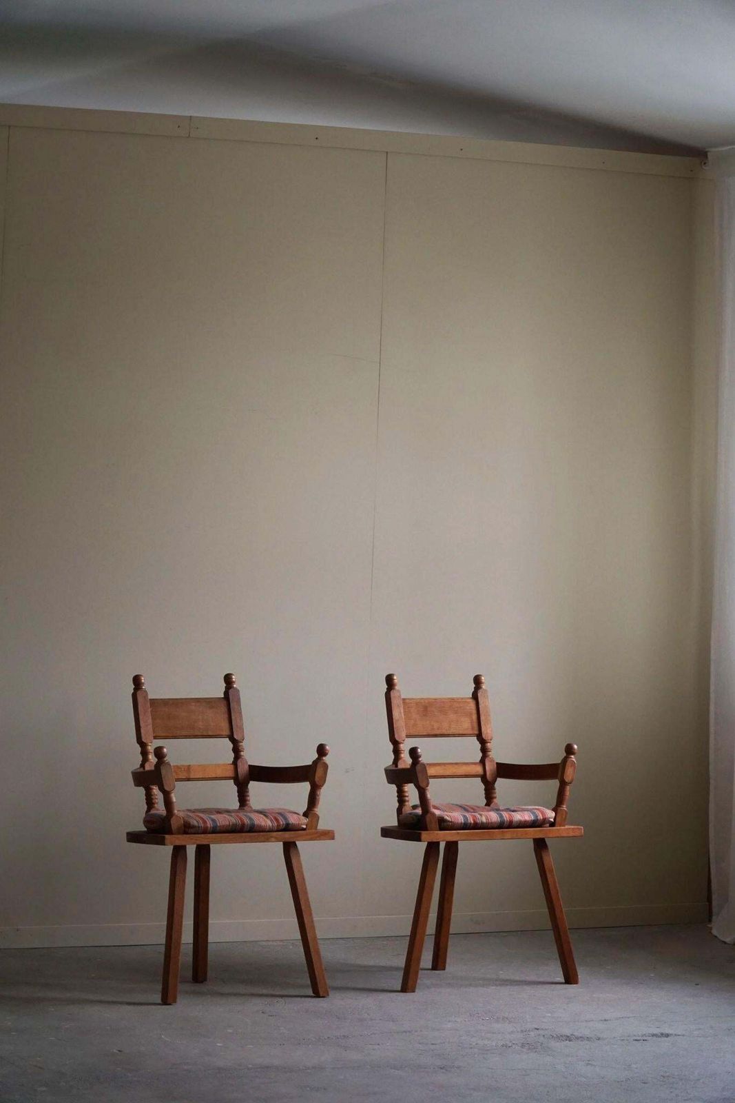 1292.0 Hand Crafted Tripod Armchairs In Oak, By A Danish Cabinetmaker, Folk Art, 1930s photo