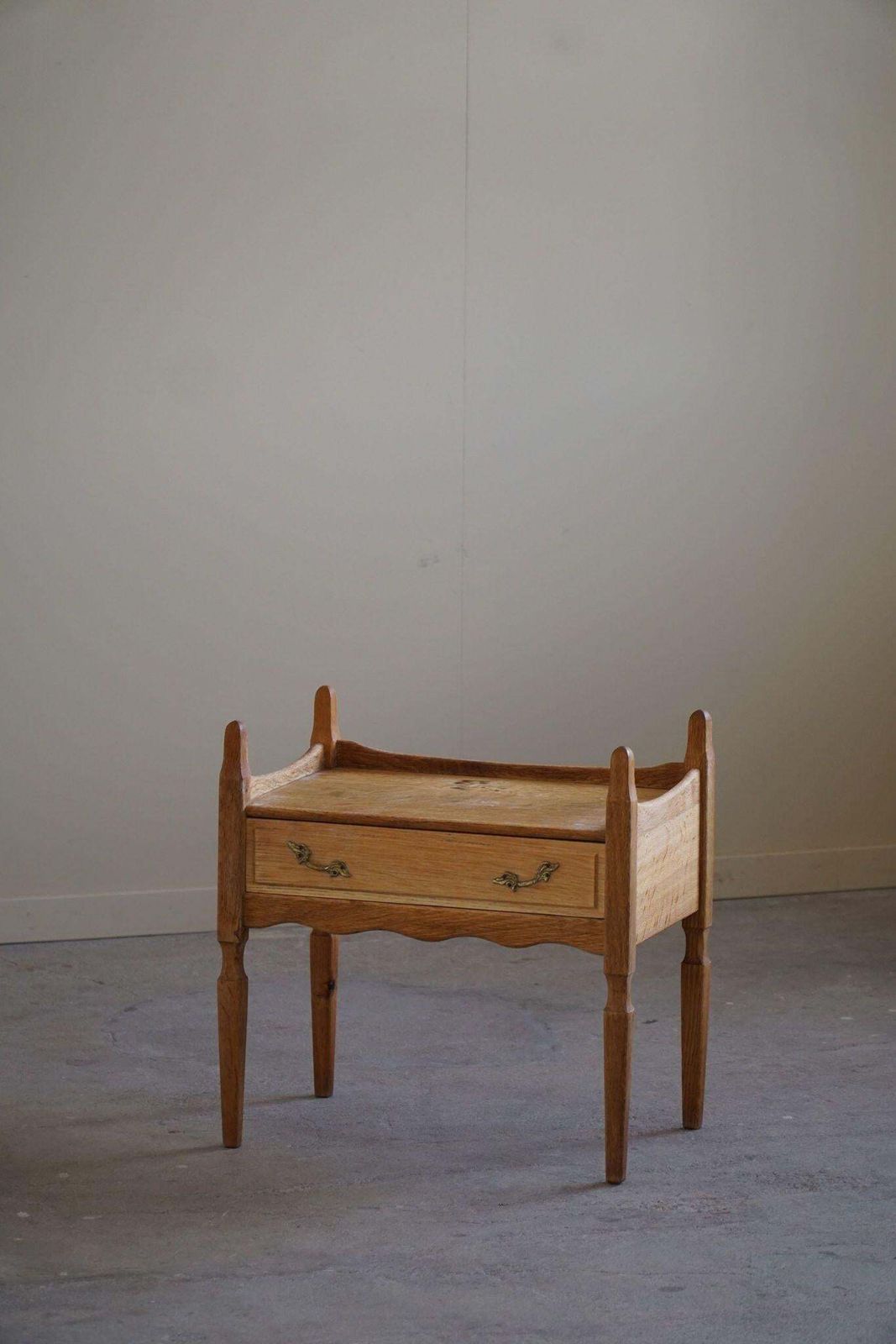 Henning Kjærnulf, Night Stand In Oak, Danish Modern, "Razorblade", 1960s photo furniture